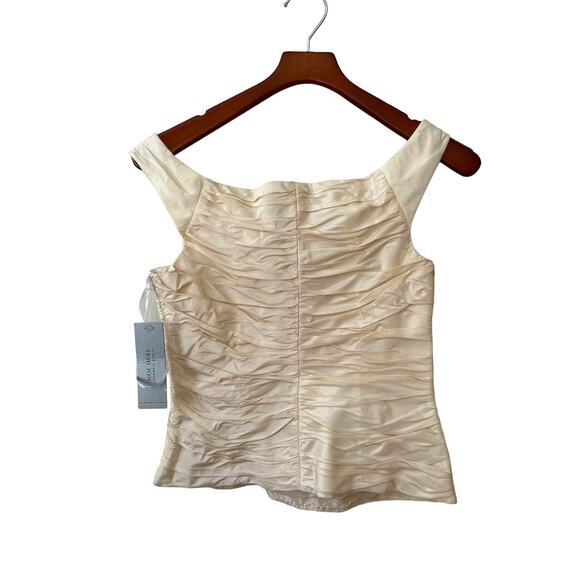 Teri Jon Ricke Freeman Pleated Silk Twist Front Sweatheart Neckline Formal Top - Picture 3 of 7